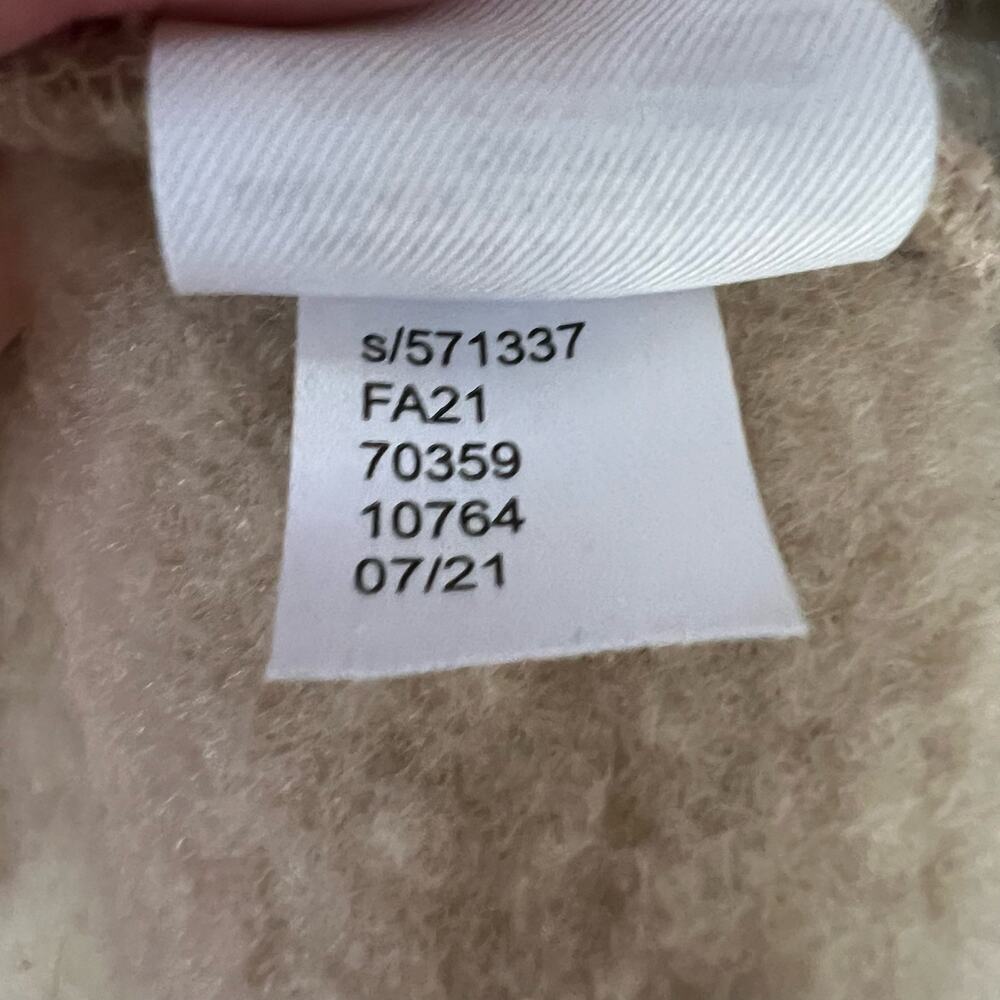 LOFT Sherpa Teddy Neutral Tan Cozy Fleece Hoodie Sweater Womens Medium - Picture 8 of 9